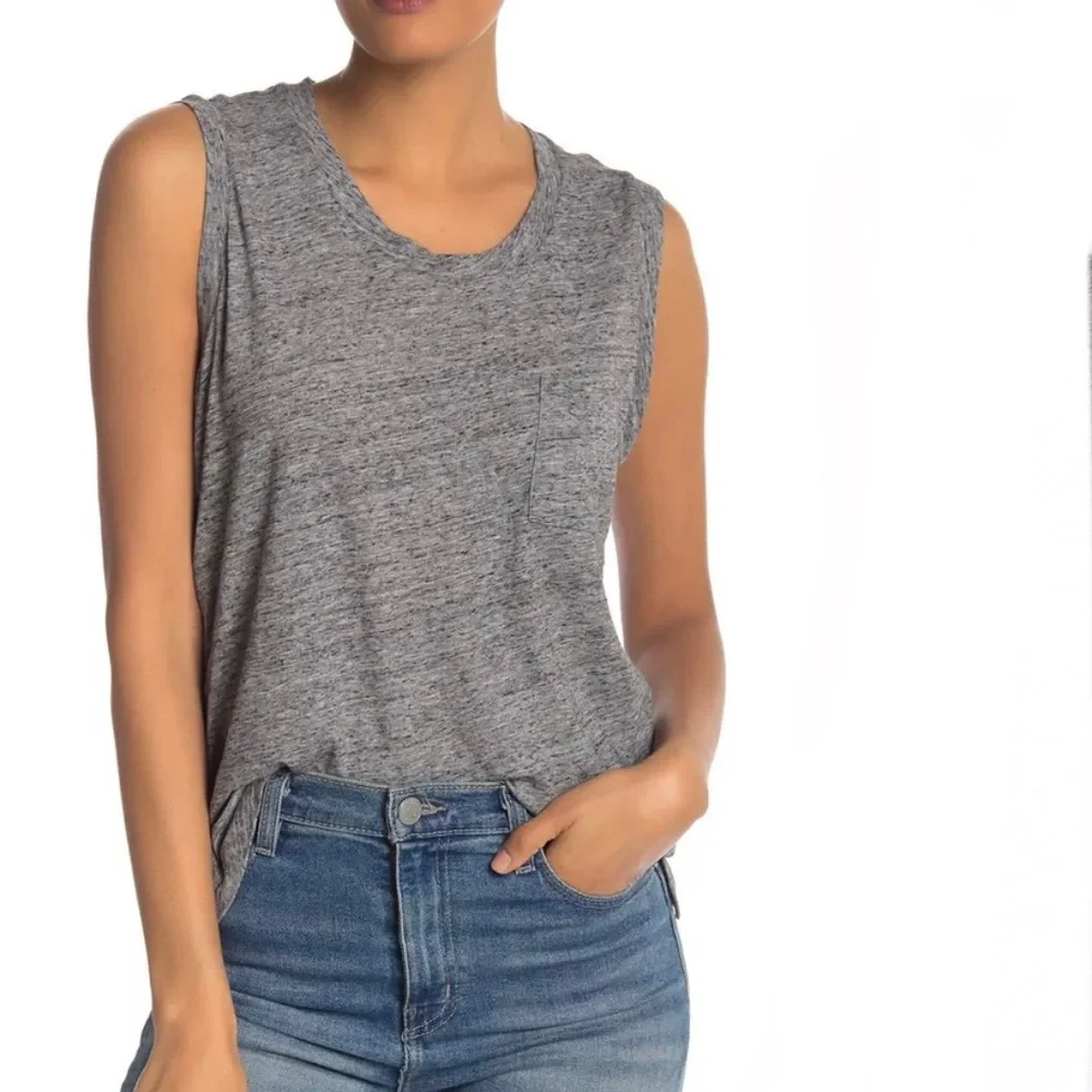 Madewell Whisper Cotton Gray Heathered Muscle Tank Top Size XL - Picture 1 of 10